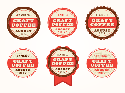 Website Badges badge badges coffee featured patch ribbon seal typography