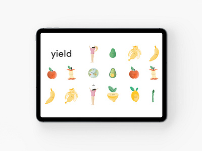 Yield app illustrations app branding design drawing figma food waste food waste app fruit app graphic design illustration logo procreate ui ux vector