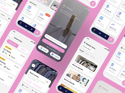 Jemur android illustration ios jemur laundry laundry app laundry service mobile app design outfit product design ui user experience user interface ux wash