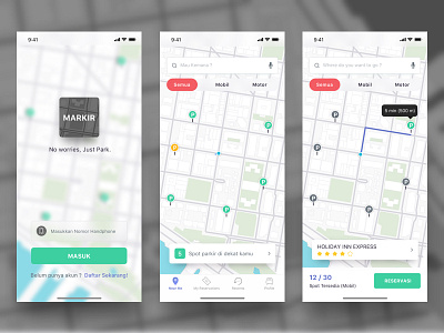 Markir - No Worries, Just Park android car map materials design mobile application motorcycle parking product design public services study case ui ux