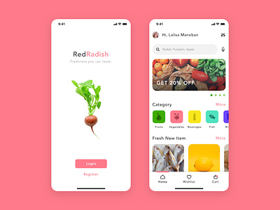 Red Radish - Groceries Shopping App app chat chef cook food groceries ios mobile app recipes shopping user experience user interface
