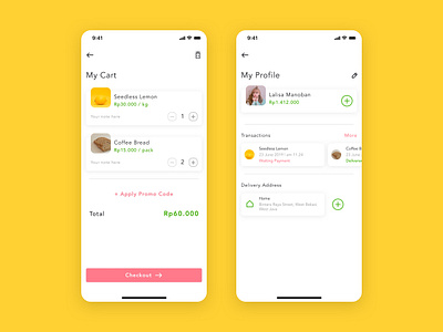 Red Radish - Groceries Shopping App cart cooking food groceries grocery grocery app ios product design profile recipes shopping ui ux