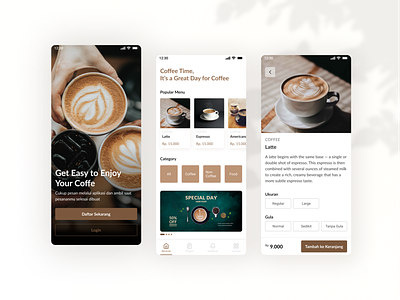Cavea - Coffee Shop App app app design best design clean coffe coffee app coffee shop coffeeshop design food minimalist mobile app mobile ui product shop starbucks ui ui design uiux ux