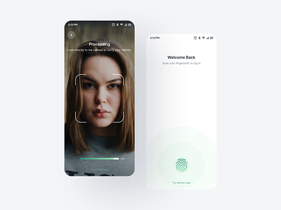Biometric - Fingerprint and Face Recognition authentication biometric face id face recognition fingerprint green mobile mobile app password manager popular secure ui uiux ux