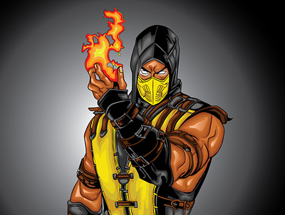 Scorpion from mortal kombat graphic design icon illustration vector