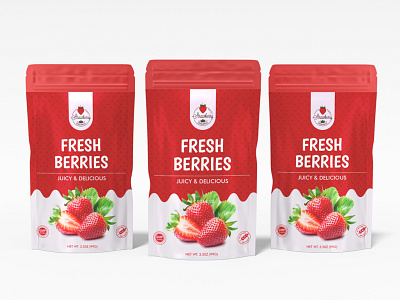 Pouch Packaging Design branding design elegant graphic design modern package packaging packaging design pouch pouch packaging product strawberry strawberry packaging