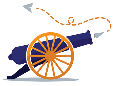 Letter Cannon cannon illustration paper plane