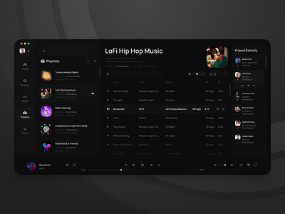 Spotify Concept concept dark dark mode dark ui design music music player player playlist redesign song spotify ui uiux ux