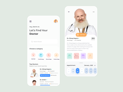 Doctor : Medical Mobile App clean design health health care hospital medical mobile ui ux