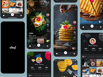 Chef : Food Social Media Startup App 2d 3d chef chef mobile chefmobileapp chefui dashboard fullscreen mobileapp short social startup tiktok tranding ui ux video