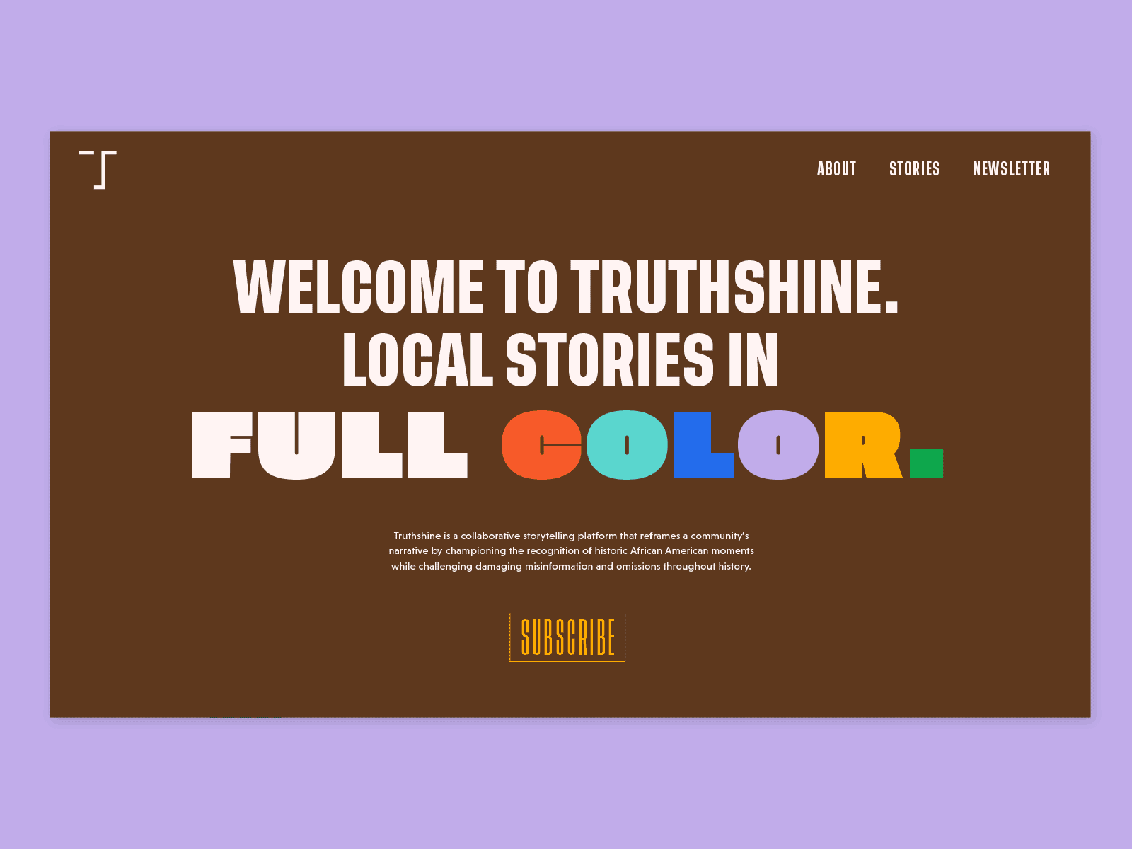 Truthshine Website equality landing page racism social justice website