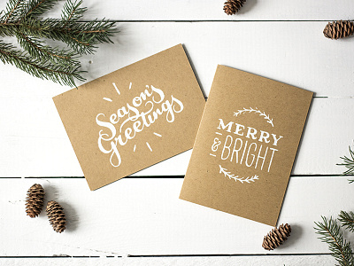 Holiday Cards french paper handlettering holiday kraft screenprint simple