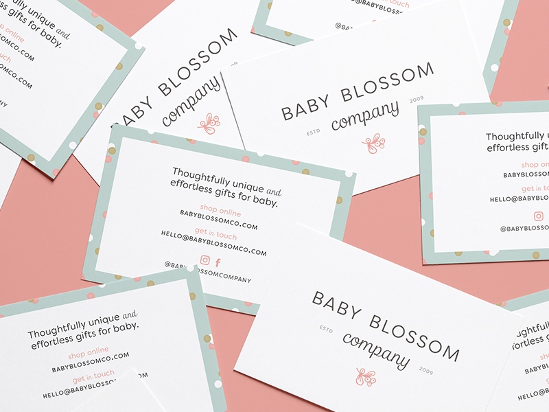 Baby Blossom Company Cards 🎉 by Ash Schweitzer for Spruce Rd. on Dribbble