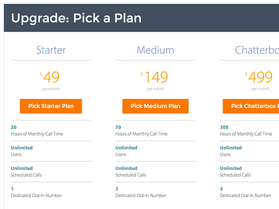Octocall Upgrade Plan Page octocall pricing saas