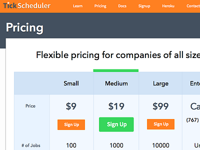 Tick Pricing Page