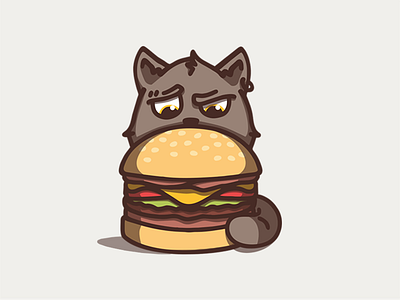 Jay animal burger cat character food iamhateart illustration kitty