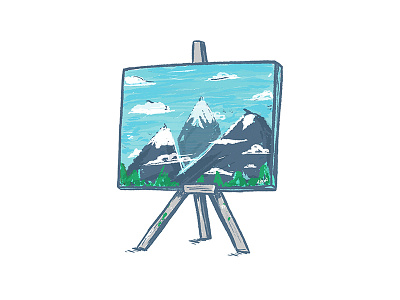 Rock canvas cute draw landscape mountain oil painting