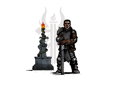Farrison armor character darkest dungeon darkness illustration inquisitor knight sculpt statue sword