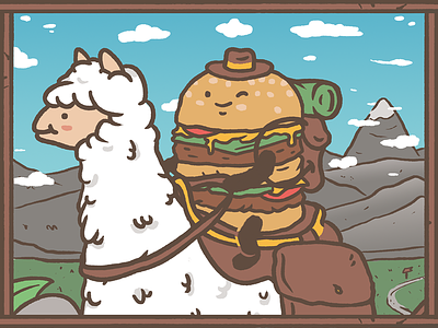Kevin & Tobey adventures burgers charachters fun horseman lama mountain to go travel