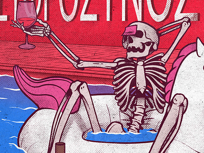 Jack Again cover drunk horse pool pool party poolside remake skeleton skull sticker summer unicorn wine