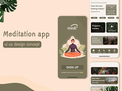 Medi - meditation app dailyui meditation mobile app design ui ui design ui ux user experience