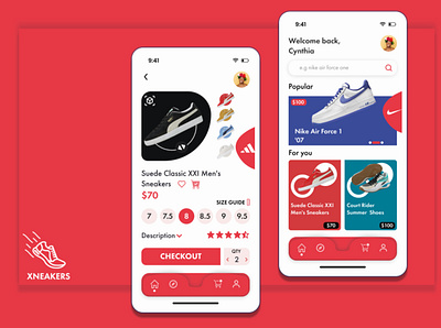 E-commerce shoe app(Xneakers) app design dailyui design mobile app shoe app shoe mobile app design ui design ui ux