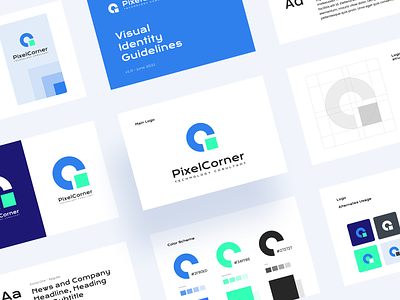 Pixel Corner - Brand Identity Guidelines brand brand guideline brand identity branding logo print product design technology typography