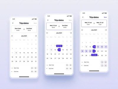 Date Selection app calendar car rental date design icon mobile product design selection trip ui ux web design