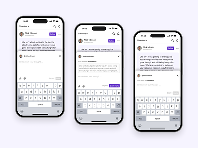 Create post, quote and reply — Text social app