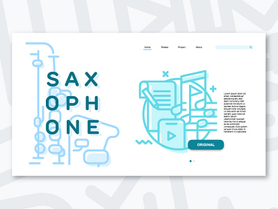 Saxophone illustration landing page music poster sax saxophone sheet ui website