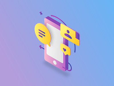 Phone Isometric Icon app contact gradient icon illustration isometric phone smartphone