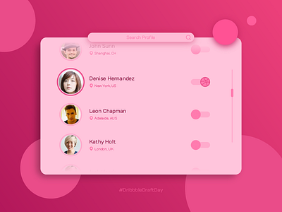 Dribbble Draft Day // 01 day draft dribbble invitation invite list modal people prospect ui ux website