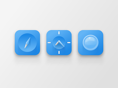 Navigation Icons Exploration 3d app camera capture clock compass gradient icon ios navigation watch