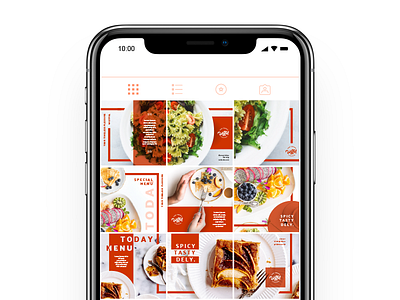 Instagram Feed Concept (Light) advertise feed food grid instagram layout photography post social media square ui ux