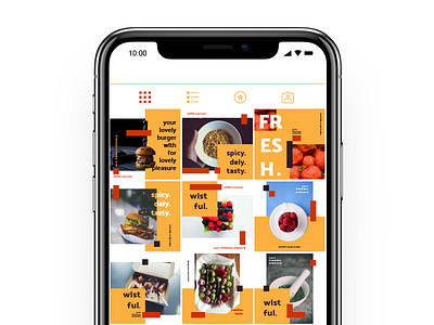 Instagram Feed Concept (Shaped) advertise feed food grid instagram layout photography post social media square ui ux