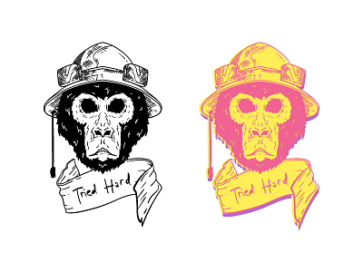 Monkey Illustration animal. illustration avatar badge character colorful drawing head monkey profile