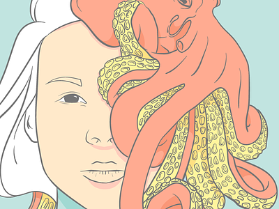 octopus woman | Surreal Portrait Illustration hand drawn head icon illustration octopus portrait surrealism woman