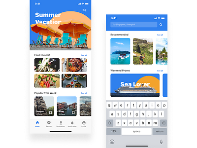 Explore Summer UI Design app interface lifestyle summer tour travel ui ui design ux vacation