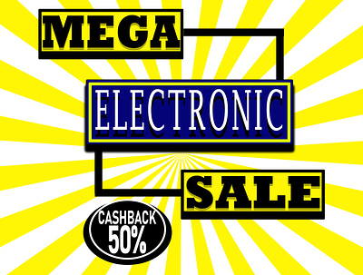 mega sale cashback 50% banner template promotion graphic design illustration market promotion shop sticker