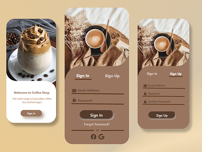 Simple Login/ Sign up UI for coffee shop app design graphic design icon login login page sign in sign up ui ux