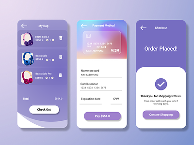E-commerce Checkout UI app card checkout creative design credit car credit card design design product ecommerce app graphic design headphones mobile online shopping pay product design shipping shop shopping ui ux