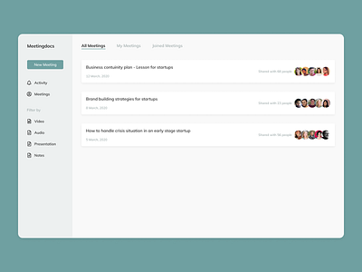 Meetingdocs app minimalist saas saas app web web design website