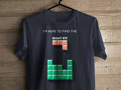 Right Fit - T-shirt design for Interviewstreet Recruiters concept dark interviewstreet swag tetris tshirt