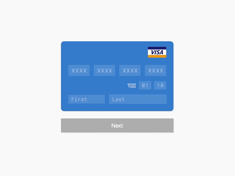 Daily UI 002 animated credit card form material skeuomorphism ui