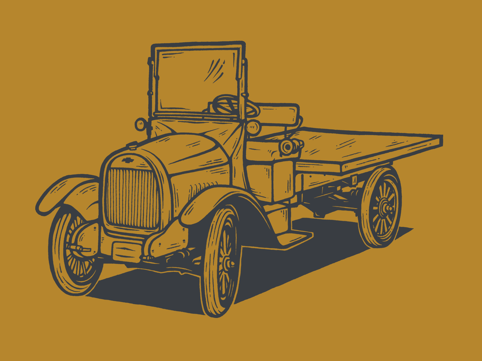 Chevy Trucks 1918-1955 chevy illustration ink sketch