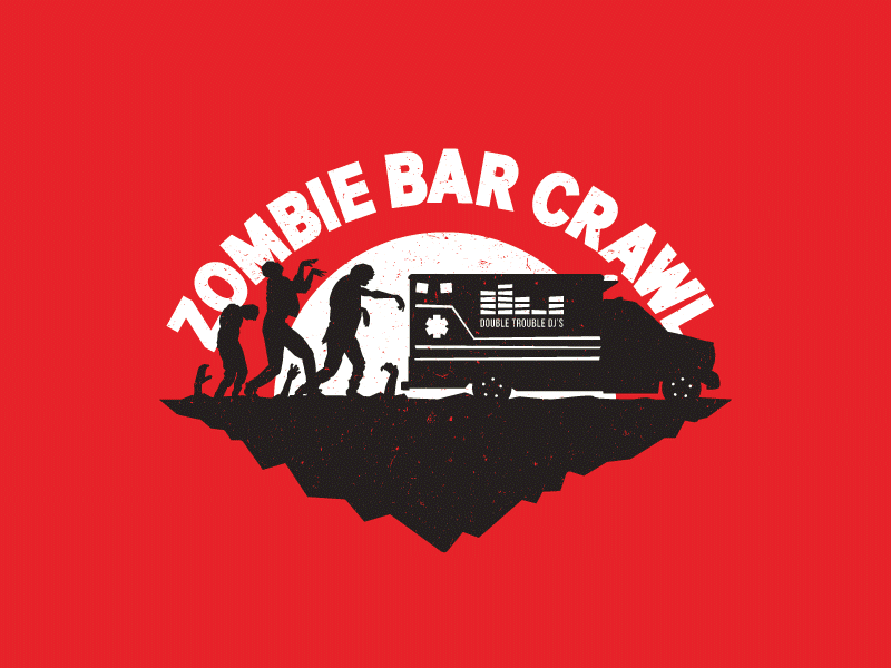 Zombie Bar Crawl Print bar crawl illustration poster print sketch vector zombie