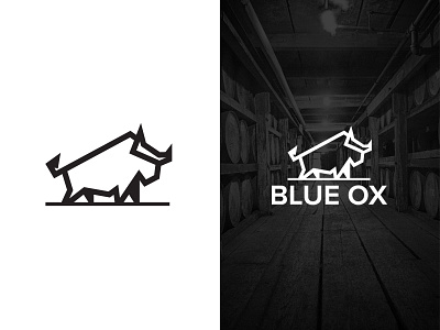 Blue Ox Brewing bull icon illustration logo mark mono vector