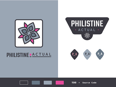 Philistine Actual blog brand branding elkweed flower grey industrial logo logo design logomark logotype medal military pink
