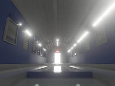 3D Blue Hallway