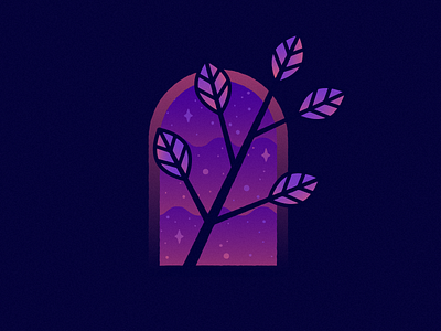 Nature is out there branch design gradient illustrator leaves space vector window